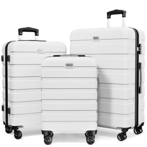 Version 1.0.0 AnyZip Luggage Sets 3 Piece Hardshell Suitcase Set PC ABS Lightweight Travel Suitcases with 4 Double Spinner Wheels TSA Lock 20 24 28 Inch White