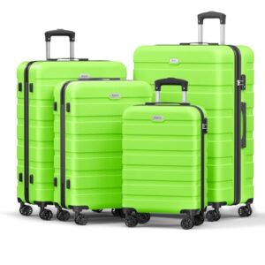 Version 1.0.0 AnyZip Luggage Sets 4 Piece Hardshell Suitcase Set PC ABS Lightweight Travel Suitcases with 4 Double Spinner Wheels TSA Lock 20 24 28 32 Inch Apple Green